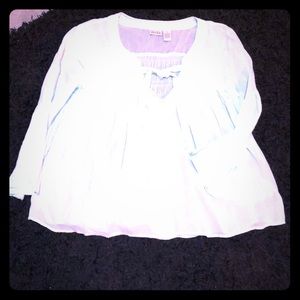 SZ L MUDD SEMI SHEER TOP. VERY PALE TURQUOISE